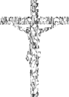 A Silver Cross With A Black Background