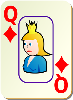 A Card With A Cartoon Of A Queen