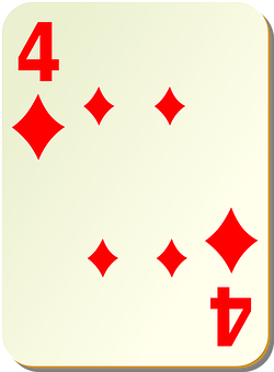 A Card With A Number Four Of Diamonds
