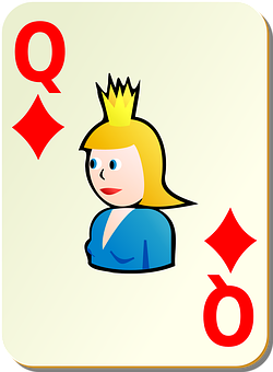 A Card With A Cartoon Of A Queen