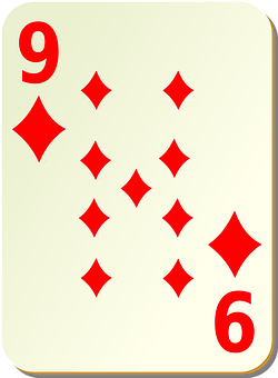 A Card With A Number Nine Of Diamonds