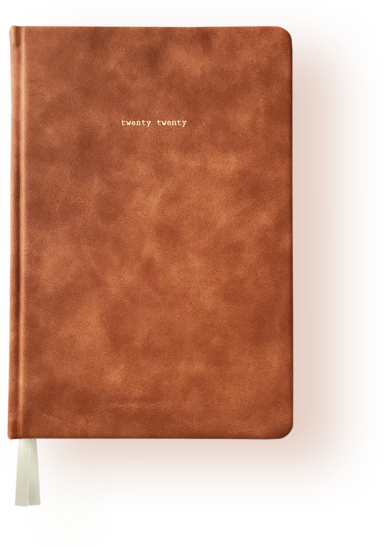 A Brown Leather Book With A White Bookmark