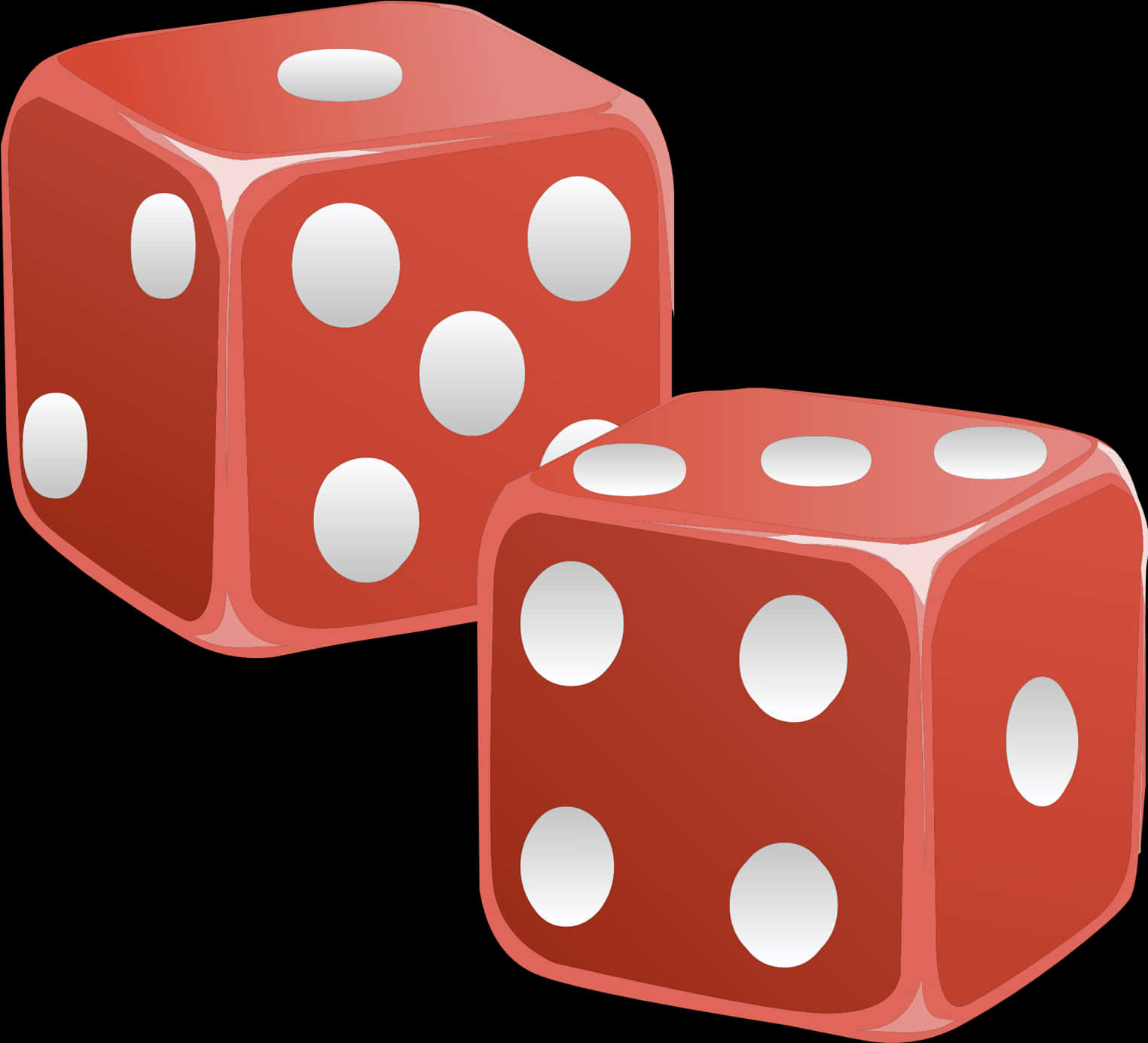 A Pair Of Red Dice With White Dots