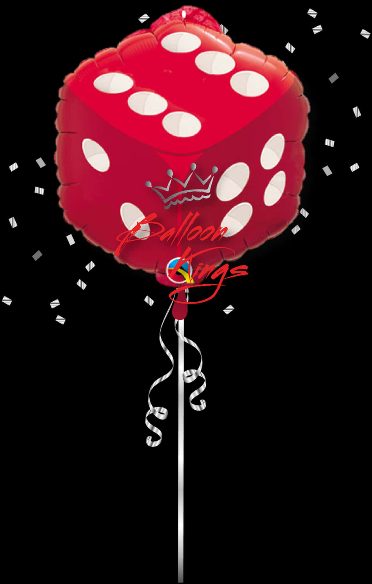 A Red Dice Balloon With White Dots