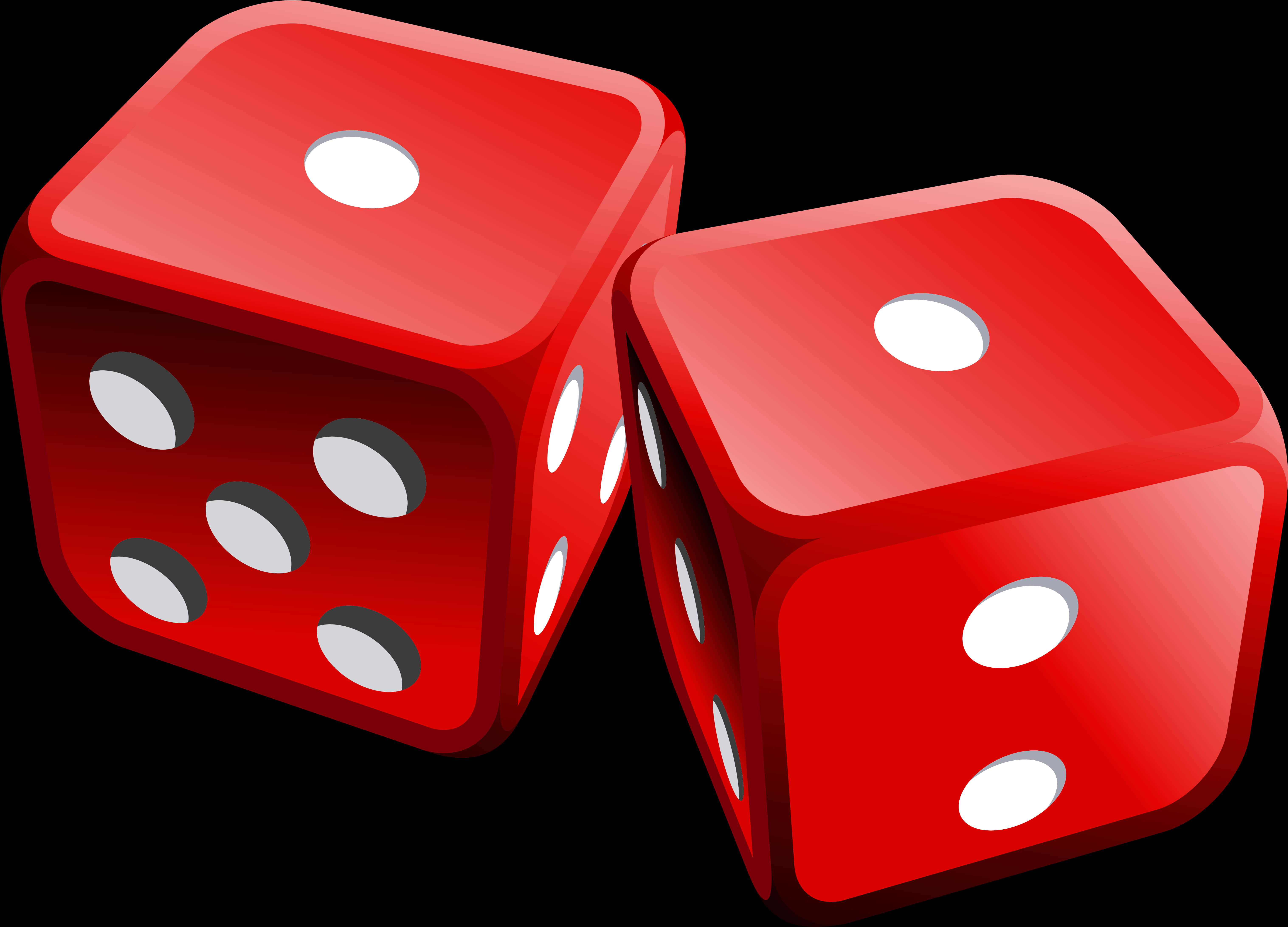 A Pair Of Red Dice With White Dots