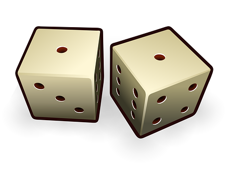 A Pair Of Dice With Black Outline