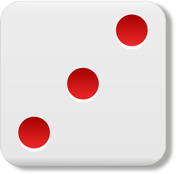 A White Dice With Red Dots