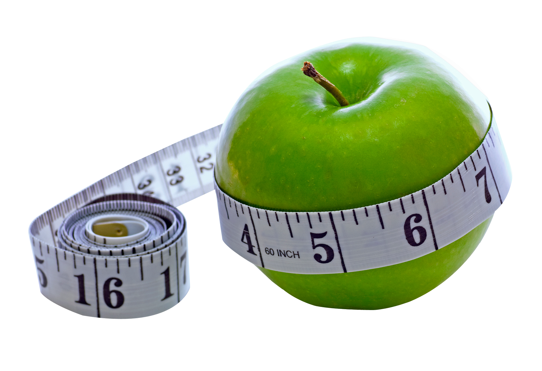 A Green Apple With A Measuring Tape Around It