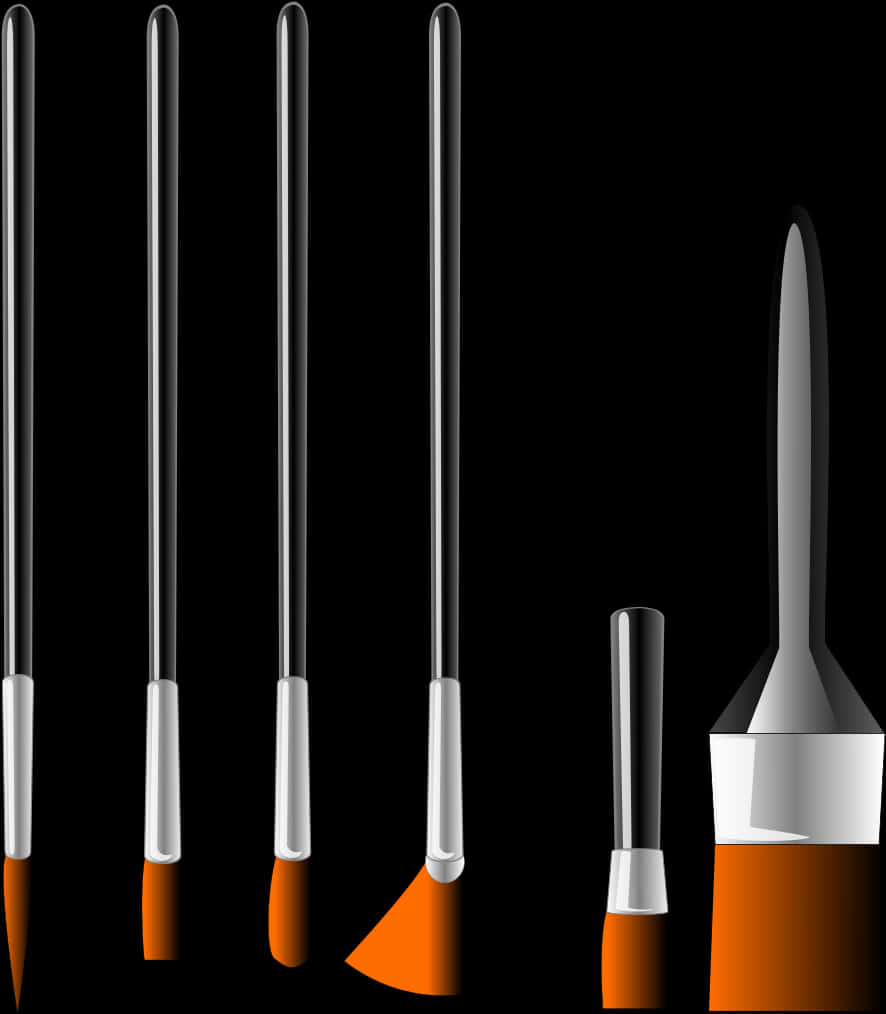 A Close-up Of Several Paint Brushes