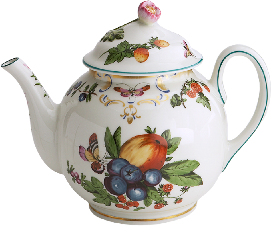 A Teapot With A Painted Design