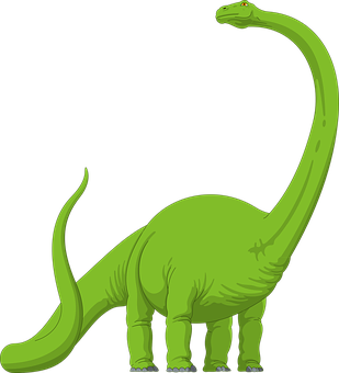 A Green Dinosaur With Long Neck And Long Tail