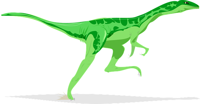 A Green Dinosaur With Long Tail And Long Tail