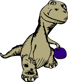 A Cartoon Dinosaur Holding A Ball