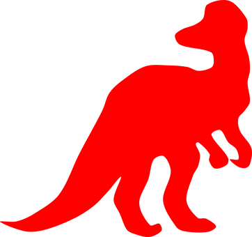 A Red Dinosaur Silhouette On A Black Background