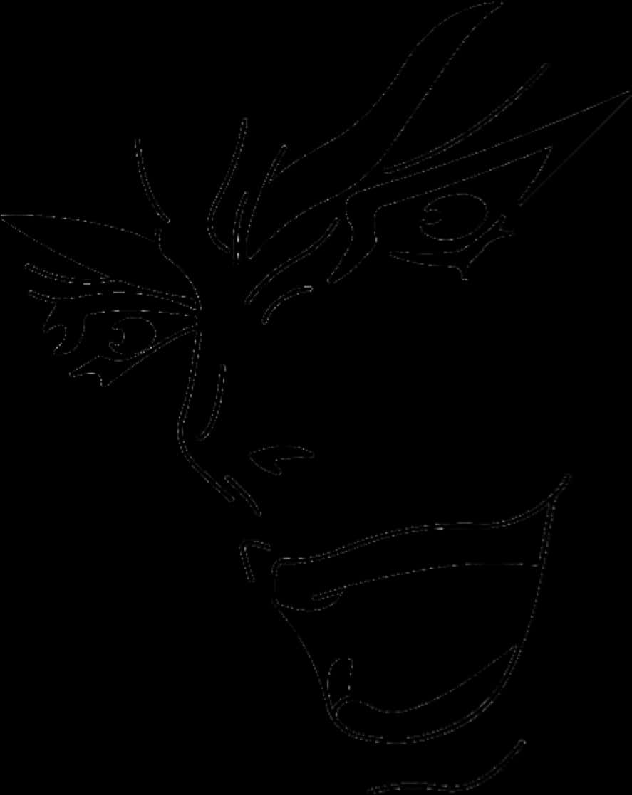 A Black And White Drawing Of A Face