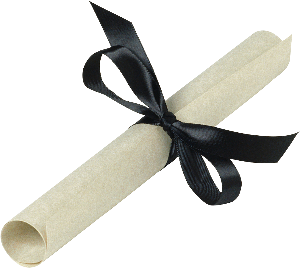 A Rolled Up Paper With A Black Ribbon