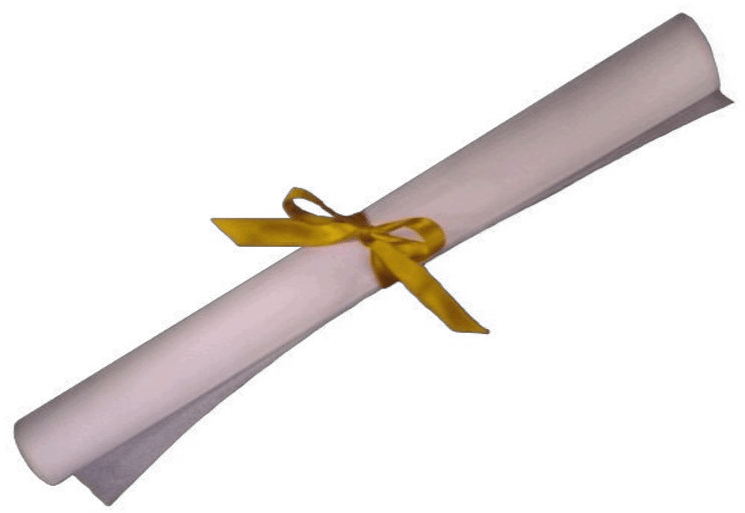 A Rolled Up White Paper With A Yellow Ribbon