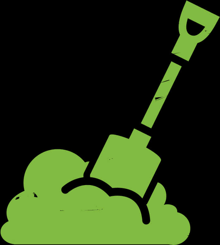 A Green Shovel In A Cloud