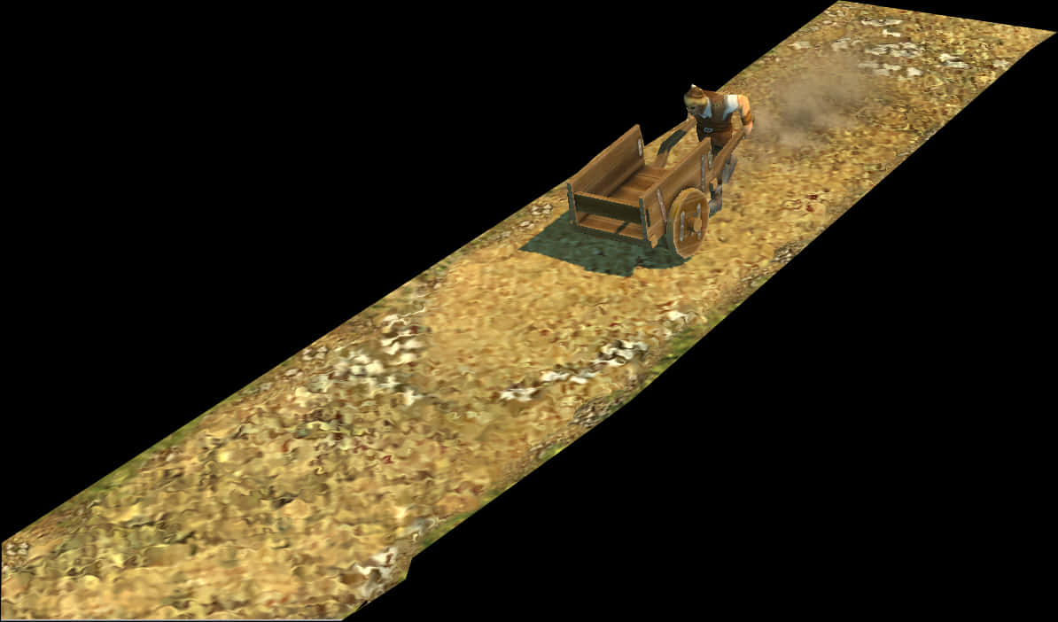 A Man Driving A Cart On A Dirt Road