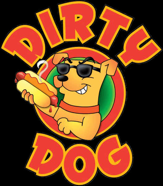 A Cartoon Dog Holding A Hot Dog