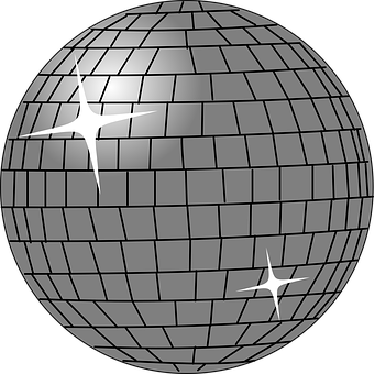 A Silver Disco Ball With White Stars