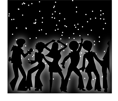 Silhouettes Of People Dancing At Night