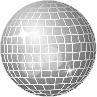 A Silver Disco Ball With White Squares