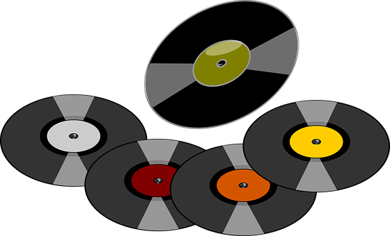 A Group Of Vinyl Records