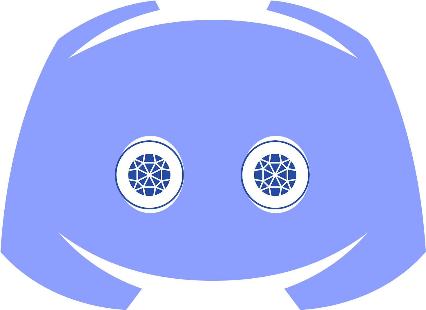 A Blue Cartoon Face With White Eyes