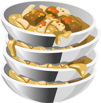 A Stack Of Bowls With Food In Them