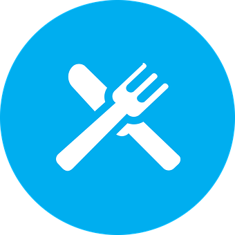 A Blue Circle With A Fork And Knife Crossed