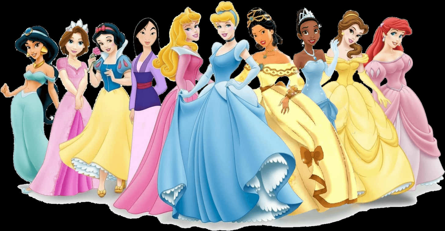 Disney Princesses Standing In Line