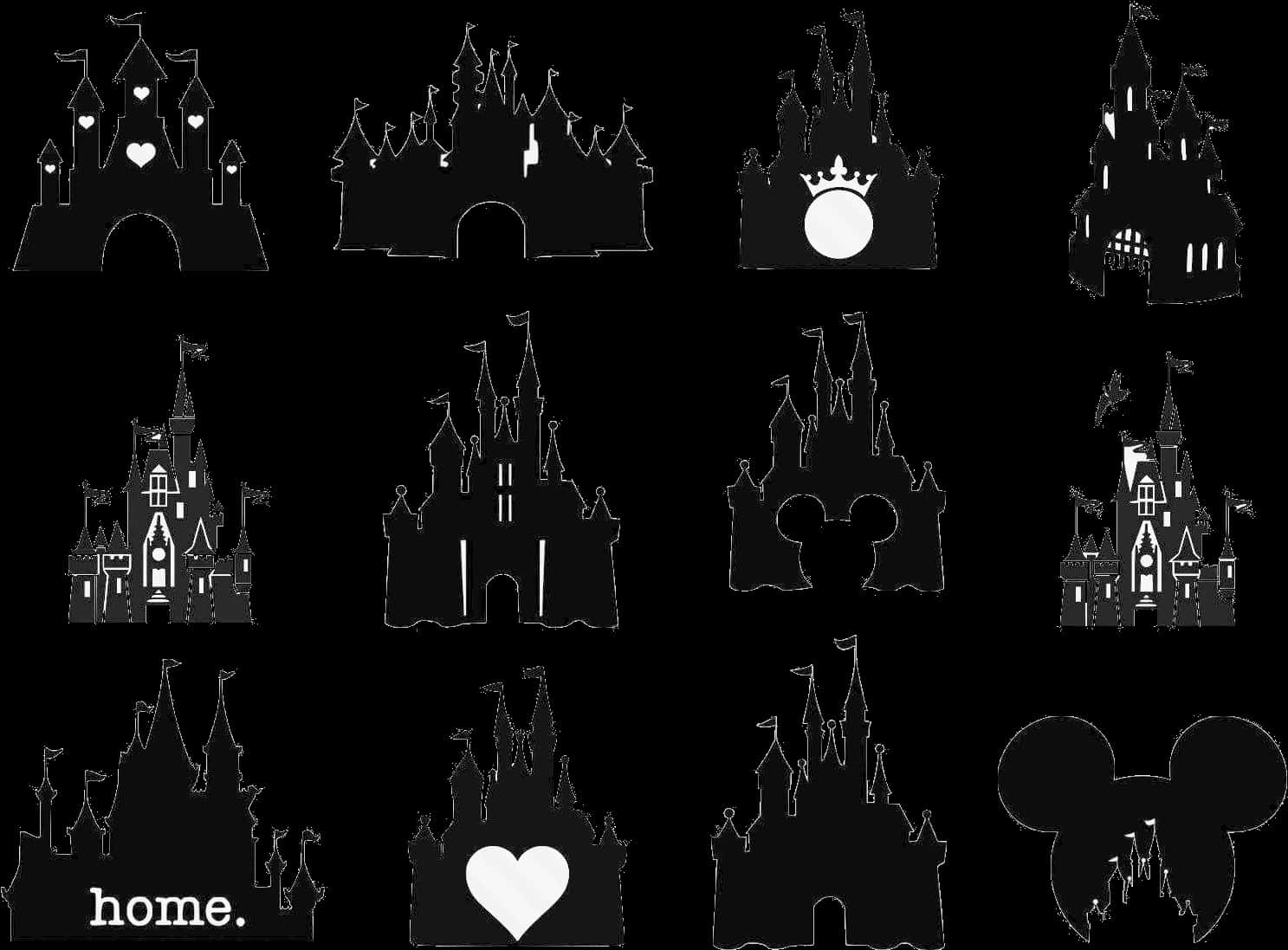 Different Disney Castle Silhouette