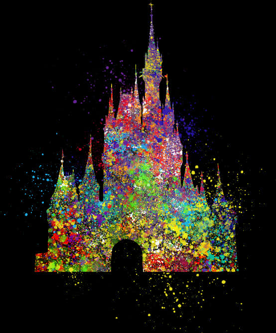 A Colorful Castle With A Black Background
