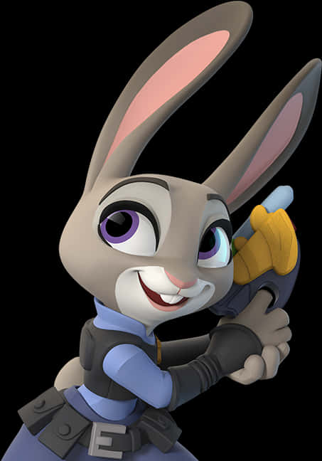 A Cartoon Rabbit Holding A Gun
