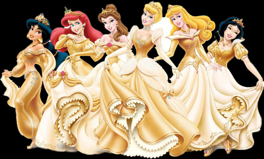 Disney Princesses Gold Dresses