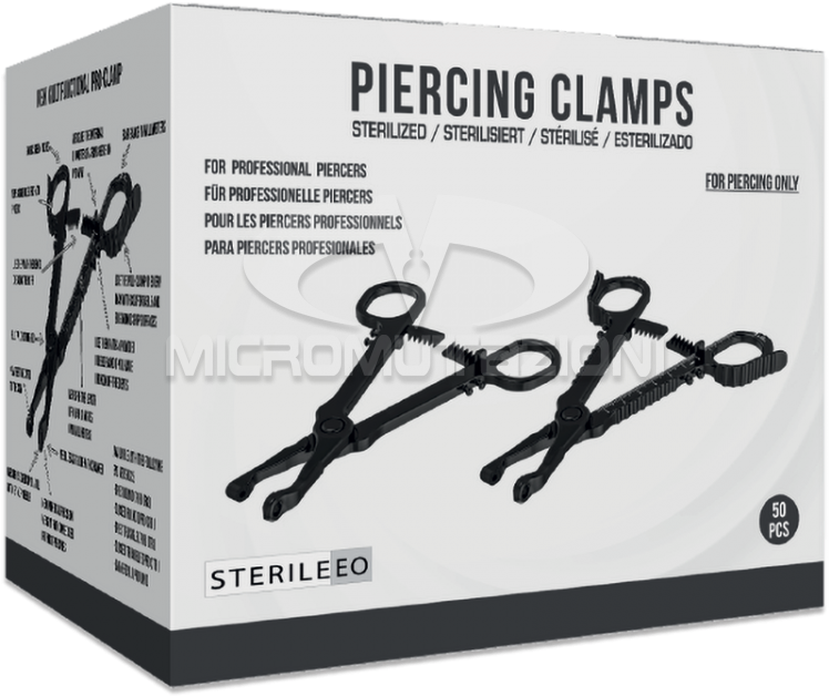 A Box With Black Piercing Clamps