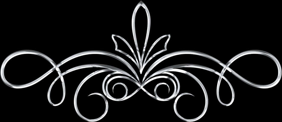 A Silver Swirly Design On A Black Background