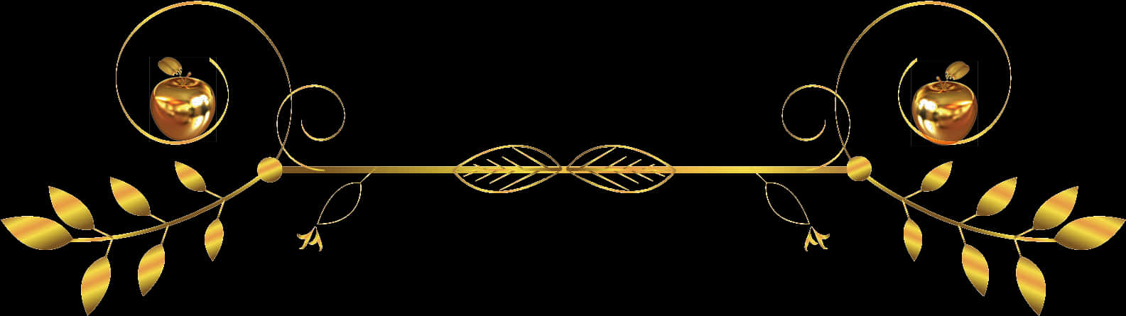 A Gold Leaf Design On A Black Background