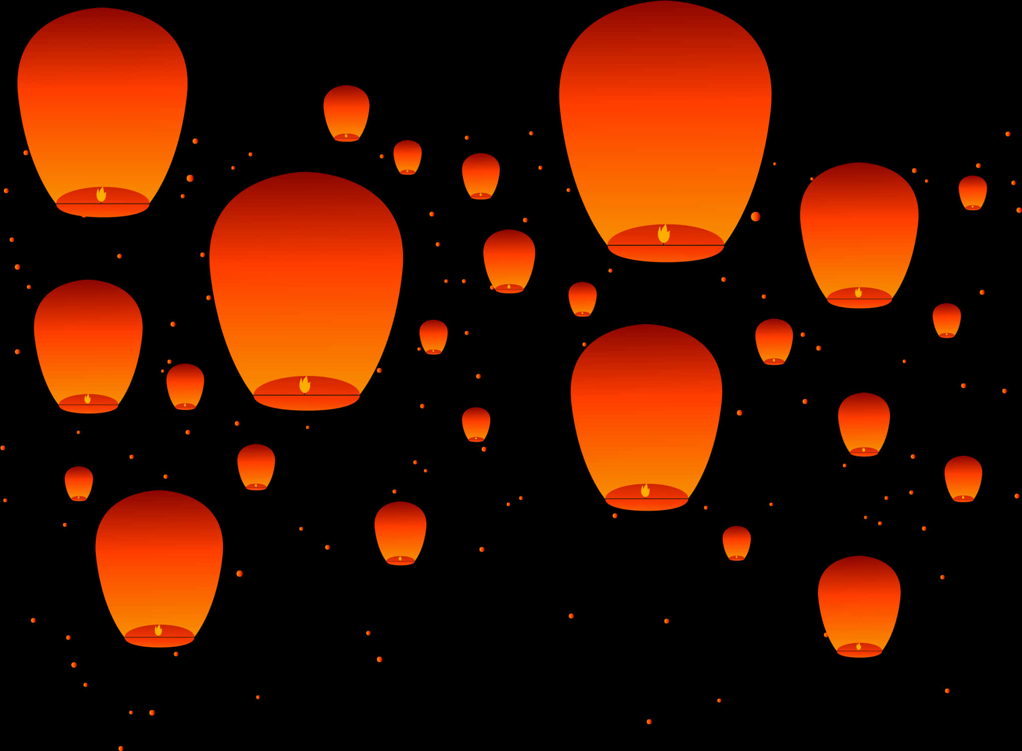A Group Of Lanterns In The Sky