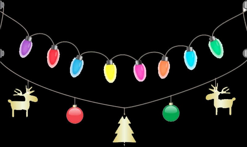 A String Of Lights With Ornaments