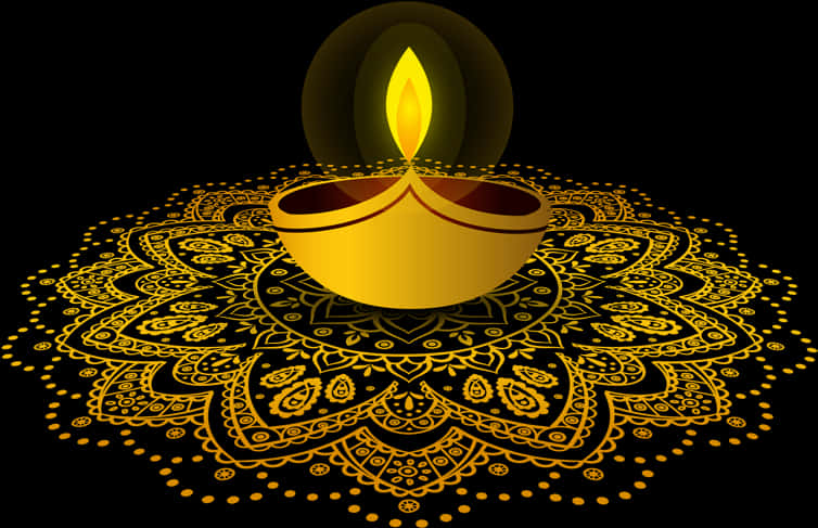 A Gold Candle On A Black Background