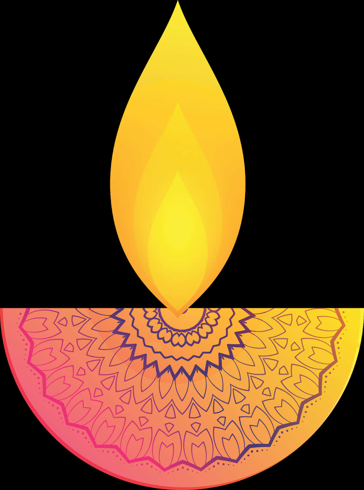 A Yellow Flame With A Pink And Purple Circle