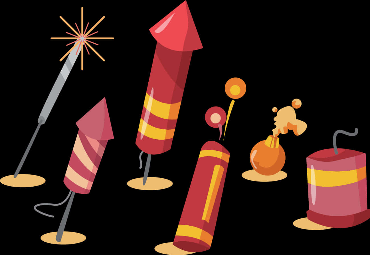 A Group Of Fireworks Rockets