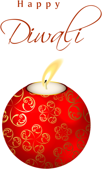 A Red Candle With Gold Designs