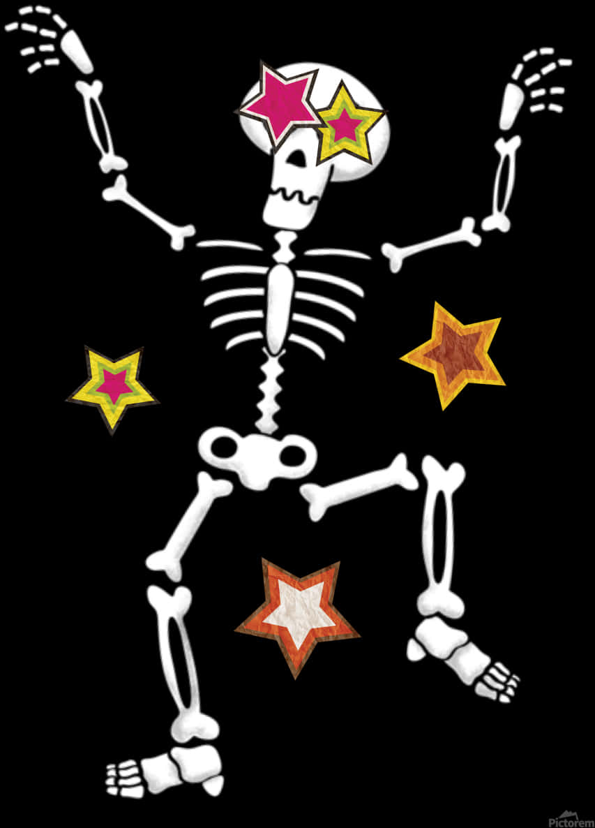 A Skeleton With Stars On Its Eyes