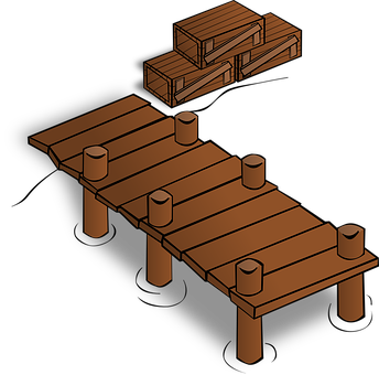 A Wooden Bridge With Boxes