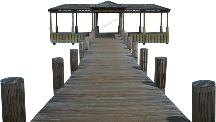 A Wooden Dock With A Gazebo
