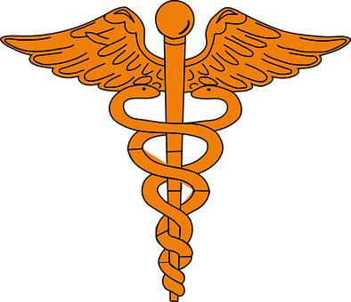 A Caduceus Symbol With Wings And A Black Background