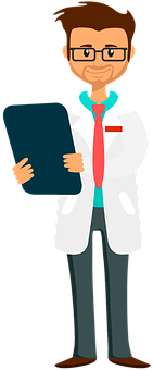 A Man In A White Coat Holding A Clipboard